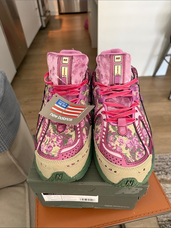 New Balance Other - New Balance Pink Floral Sneakers with Green Soles